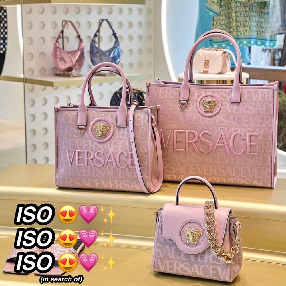 IN SEARCH OF 😍✨ Versace La Medusa Pink Jacquard Canvas Handbag 😍😍😍💗✨